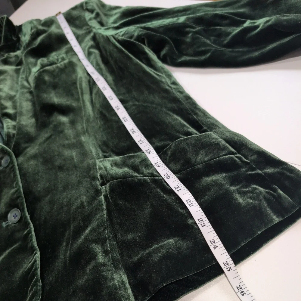 Sundance‎ Green Velvet Silk Blend Blazer Jacket Petite 14 P14 Forest Green